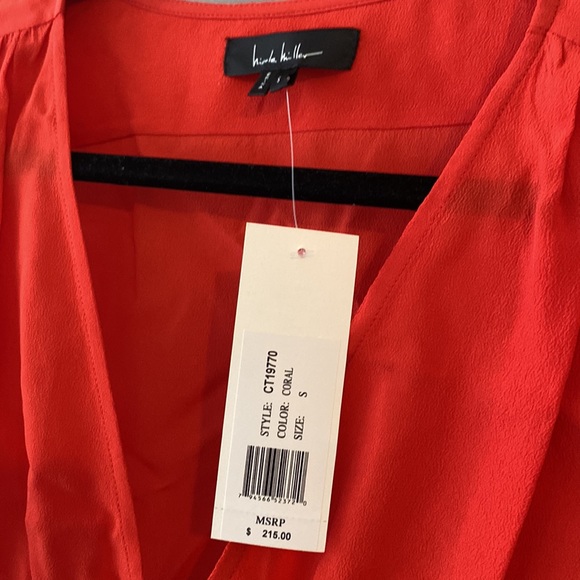 NWT Nicole Miller Silk Tie Front Top - Picture 3 of 7